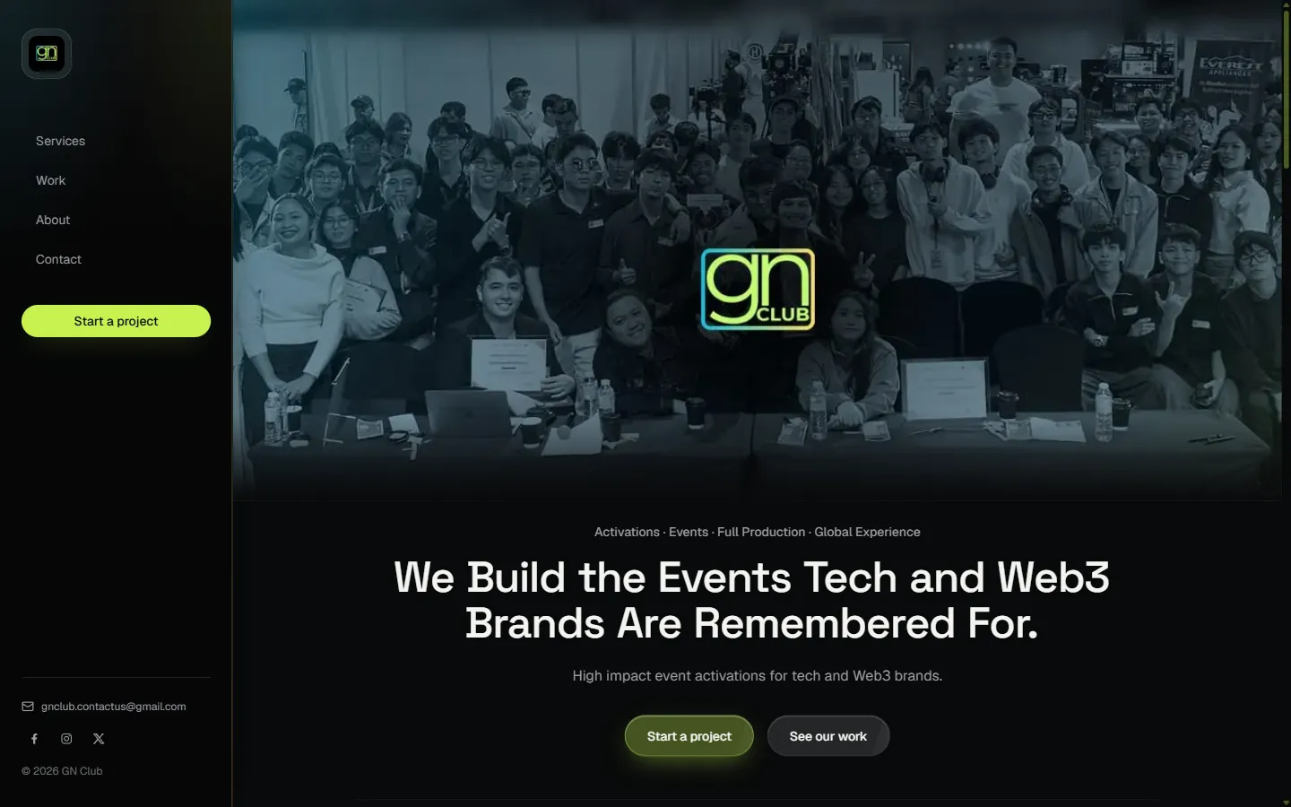 Screenshot of the GN Club website homepage